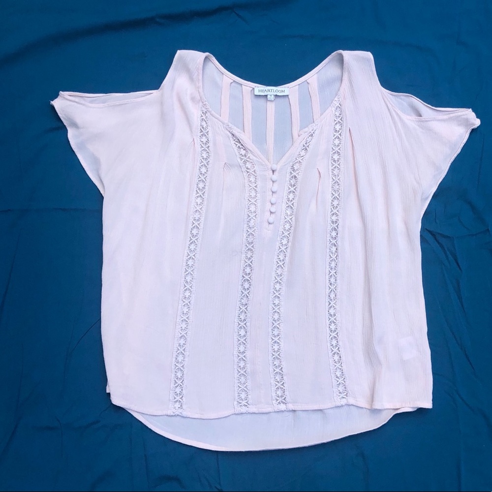 BABY PINK BOHO FLOWY BLOUSE